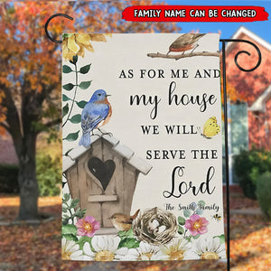 As For Me and My House Birds Birdhouse Scripture -Christian Personalized Garden Flag