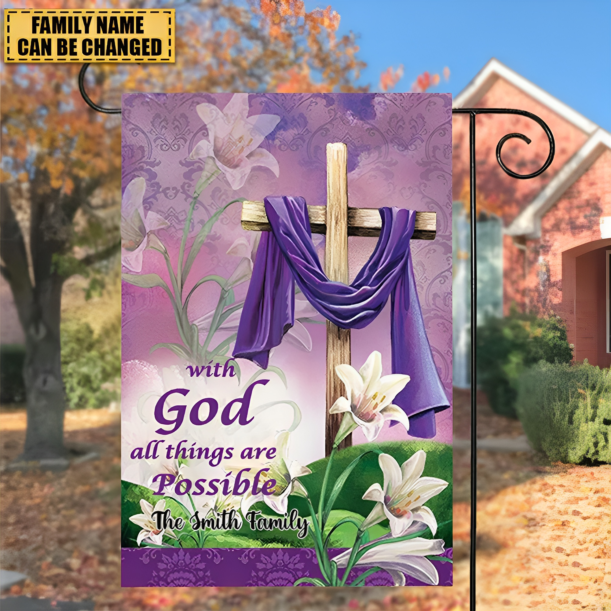 With God All Things Are Possible-Personalized Christian Garden Flag