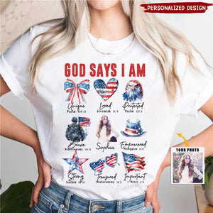 God Say I Am 4th Of July Personalized USA Flag T-shirt