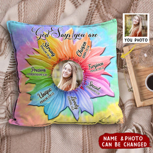 Personalized Rainbow Sunflower God Says You Are Pillowcase