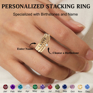 Personalized Birthstone Name Stacking Ring