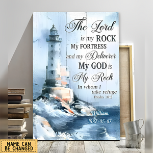 Sea Lighthouse Wall art Text Christian Psalm Bible Quote Canvas