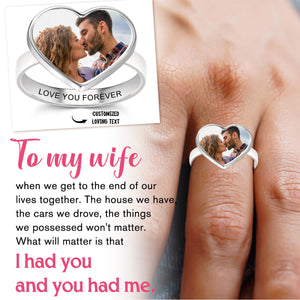 Personalized Upload Photo Heart Ring Valentine's Day Gift for Her