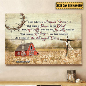 Personalized Red Barn I Still Believe In Grace Canvas Art