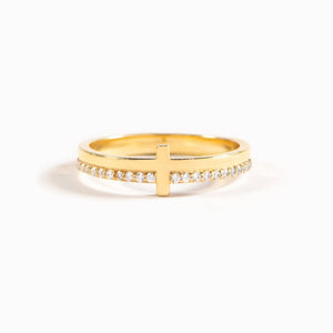 KISSFAITH-Let Go & Let God Golden Cross Ring, Gifts For Women