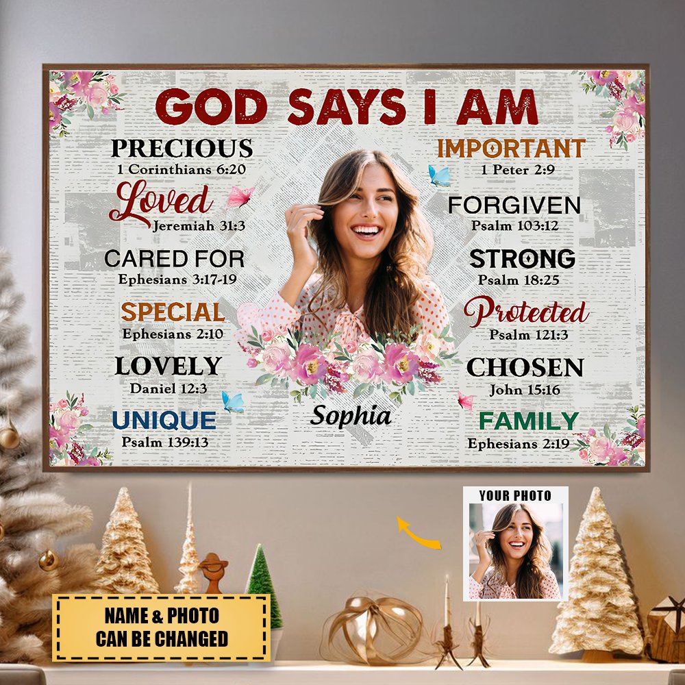 Upload Photo - Personalized God Says I Am canvas