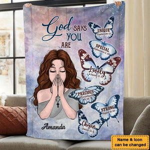 KISSFAITH-God Says I Am Personalized Blanket