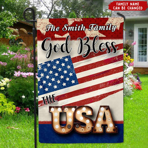 KISSFAITH-God Bless the USA Patriotic Home Garden Personalized Flag
