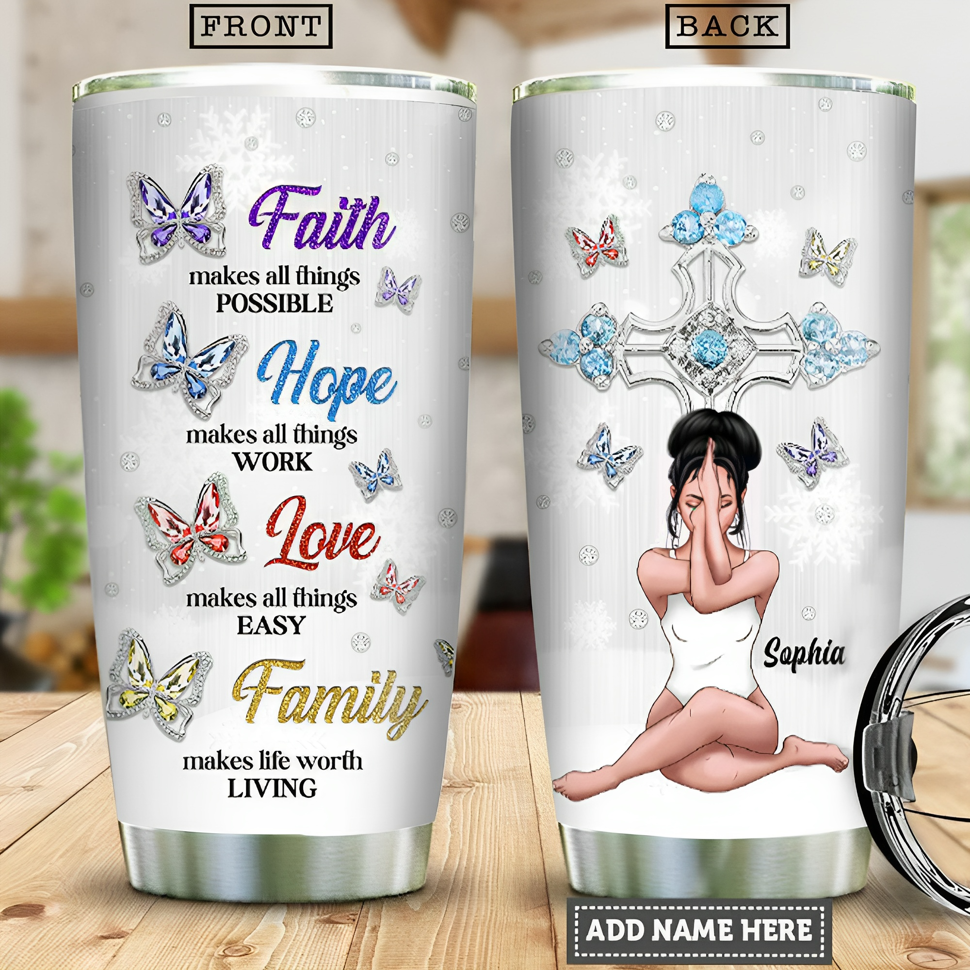 Lovely Personalized Cross Tumbler