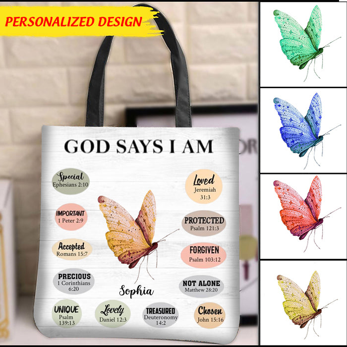 Colorful Butterfly Girl Affirmations Personalized Tote Bag