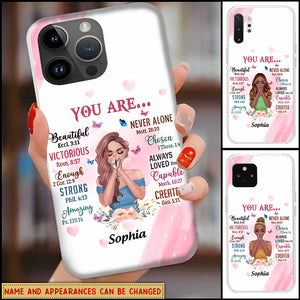 Personalized Praying Girl Phone Case - Gift Idea for Girls/Friends - You Are Beautiful