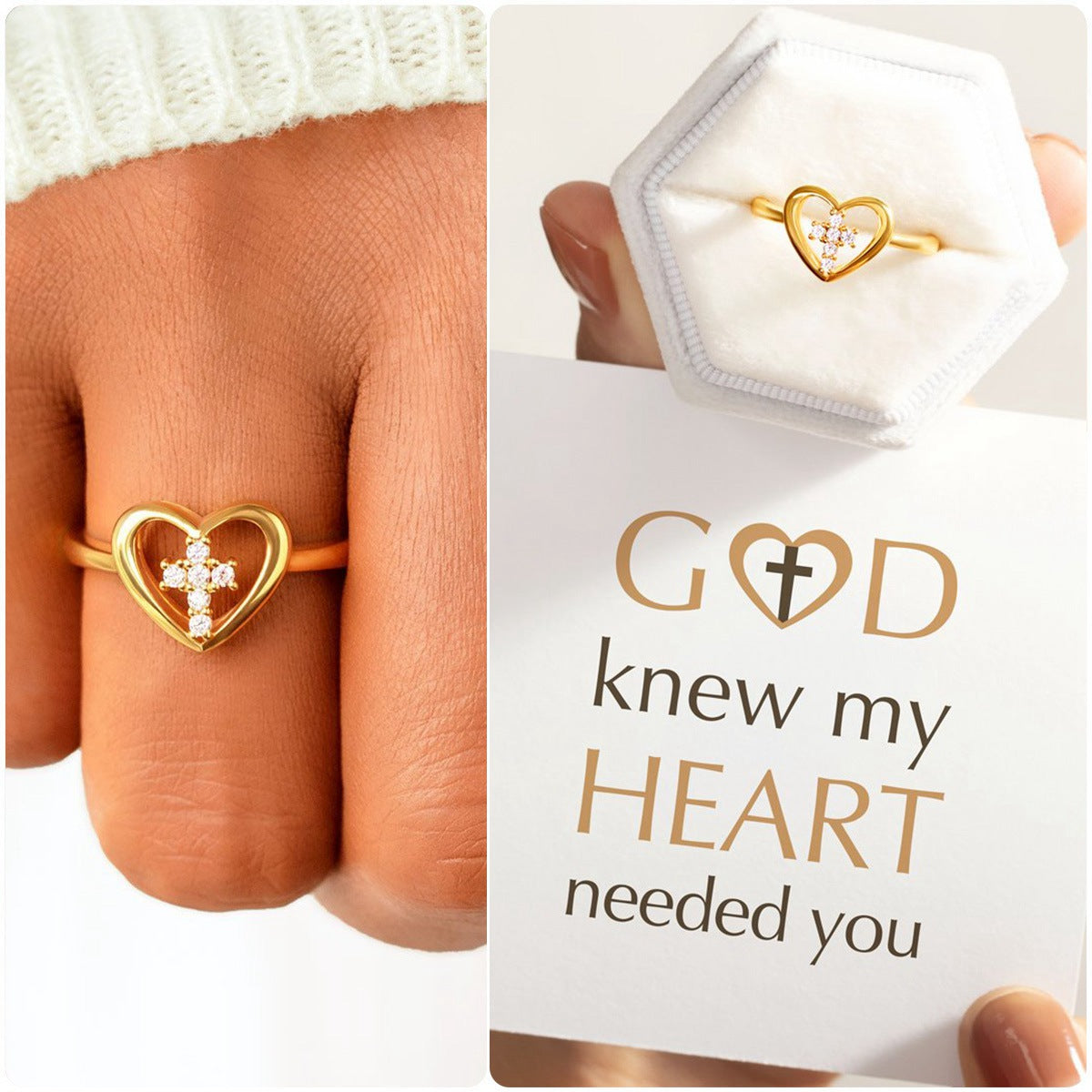 KISSFAITH-God Knew My Heart Needed You Cross Ring