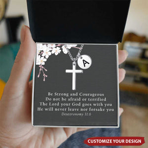 KISSFAITH-Be Strong and Courageous Personalized Cross Necklace