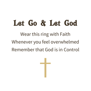 KISSFAITH- Christan Let Go, Let God Sterling Silver Cross Adjustable Ring