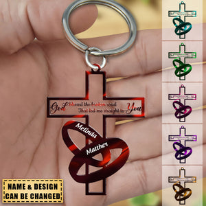 Couple Rings And Cross God Blessed Personalized Keychain