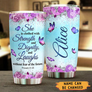 KISSFAITH-Personalized Bible Faith Butterfly Tumbler