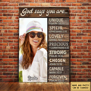 God Says You Are Wall Art, Personalized Christian Canvas