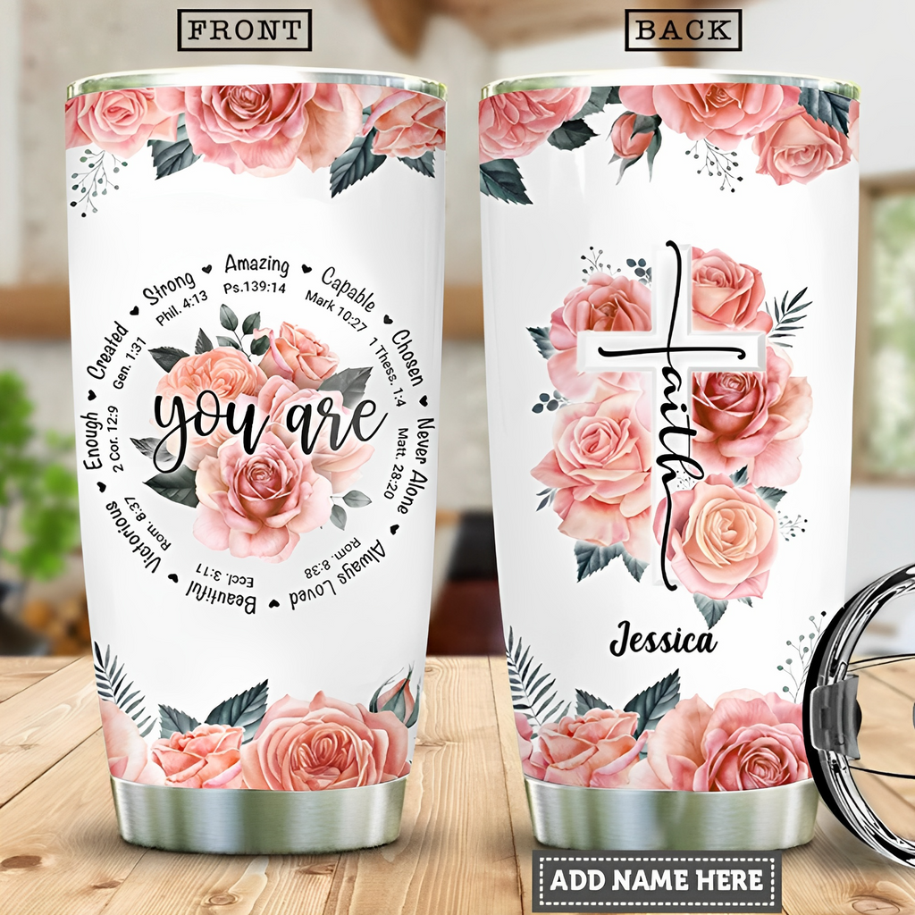 Personalized Flower Cross You Are Custom Tumbler Birthday Gifts For Wo -  kissfaith