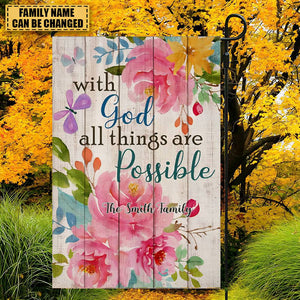 With God All Things Are Possible-Fall Inspirational Butterfly Faith Garden Flag