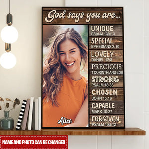 God Says You Are Wall Art, Personalized Christian Canvas