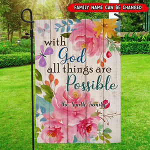 With God All Things Are Possible-Fall Inspirational Butterfly Faith Garden Flag