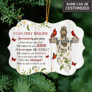 Personalized Cardinal And Cross Surrounded By The Glory Acrylic Ornament