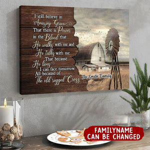 KISSFAITH-I Still Believe In Amazing Grace Personalized Christian Farmhouse Scene Canvas