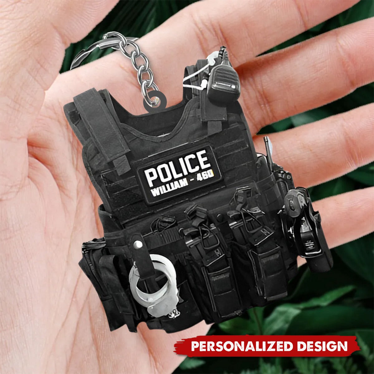 Personalized Police Bulletproof Vest Keychain Gift For Police - kissfaith