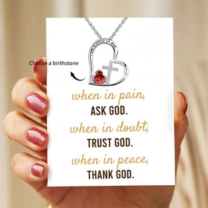 KISSFAITH-I Am a Child of God Birthstone Cross Necklace