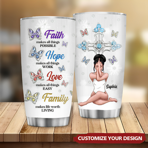 Lovely Personalized Cross Tumbler