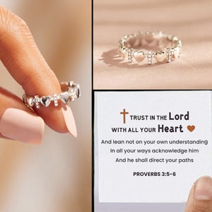 KISSFAITH-Trust In The Lord Cross Heart Ring Religious Gift For Her