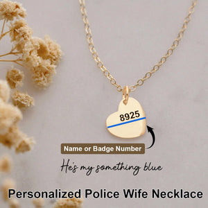 Personalized Blue Line Necklace - Gift For Police Wife