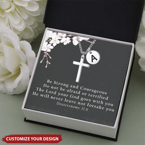 KISSFAITH-Be Strong and Courageous Personalized Cross Necklace