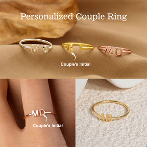 Adjustable Double Initial Ring Custom Letter Couple Rings