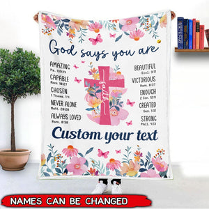 Pink Floral Faith You Are Blanket Custom Gifts for Women or Men - Inspirational Blanket