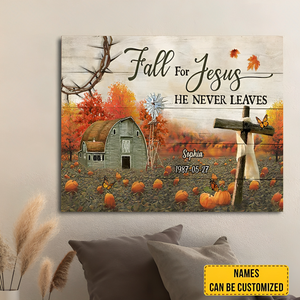 Pumpkins Field, Fall For Jesus He Never Leaves, Autumn Canvas Prints