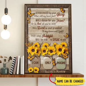 Personalized Sunflower Butterflies Glory Wall Art Poster