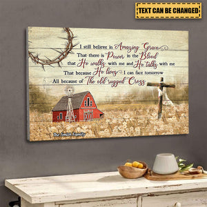 Personalized Red Barn I Still Believe In Grace Canvas Art