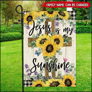 Jesus Is My Sunshine -Personalized Religious Cross Garden Flag
