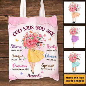 Gift for Granddaughter Daughter God Says You Are Hugging Flowers Tote Bag