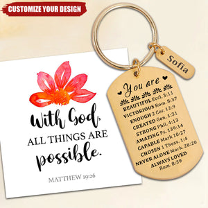 KISSFAITH- Personalized You Are Inspiration Keychain, Bible Verse Gift