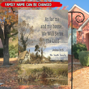 As For Me And My House - We Will Serve The Lord- Personalized Christian Garden Flag