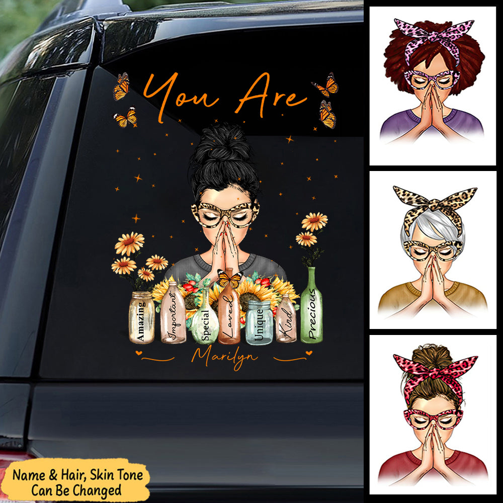 Praying Woman You Are Amazing Personalized Sticker Decal