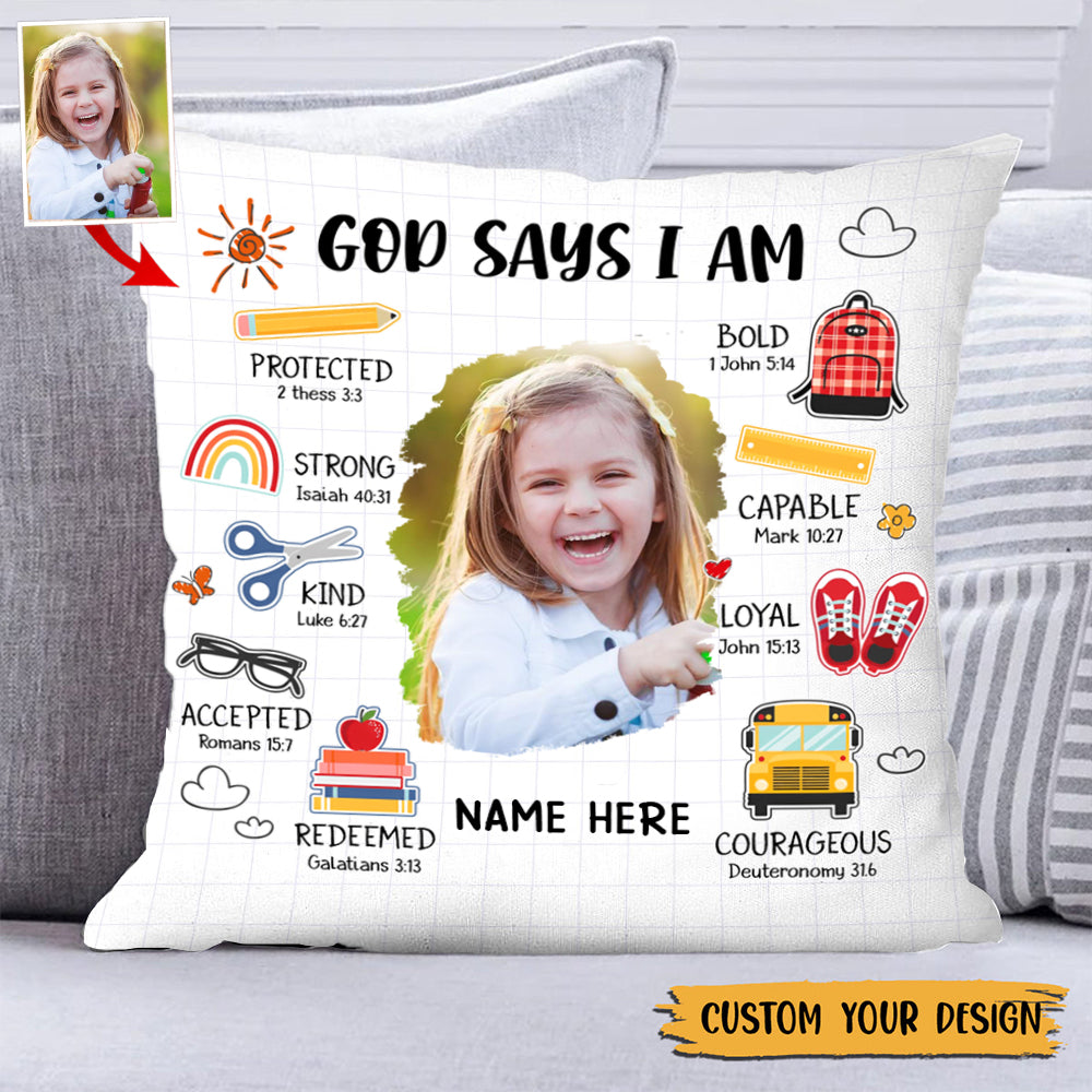 Personalized God Says I Am Back To School Pillowcase - Gift For Kids