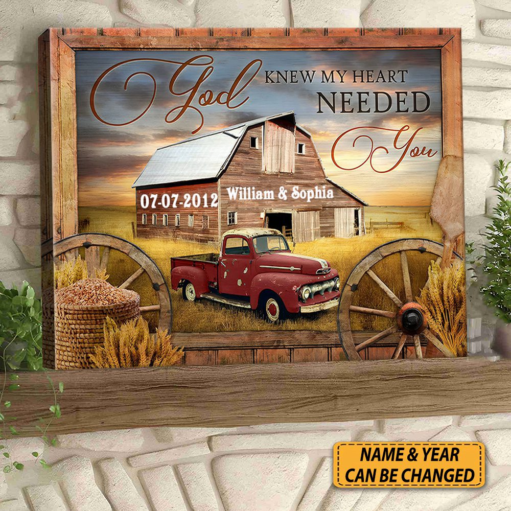 God knew my heart needed you-Personalized Gifts Wedding Anniversary Gifts-Custom Canvas