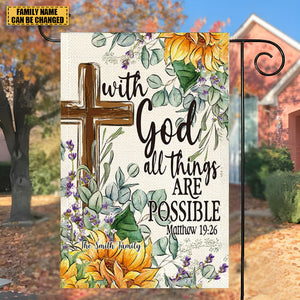 With God All Things Are Possible-Sunflower Autumn Garden Flag