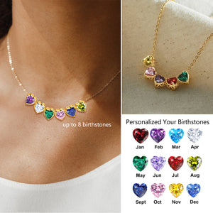 Personalized Grandma Mom 1-8 Family Birthstones Necklace