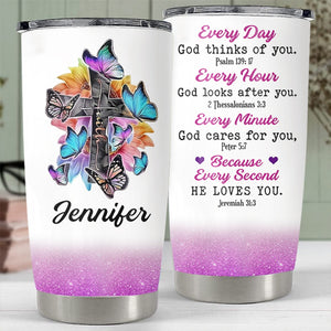 Personalized Colorful Butterfly Cross Inspirational Christianr Tumbler