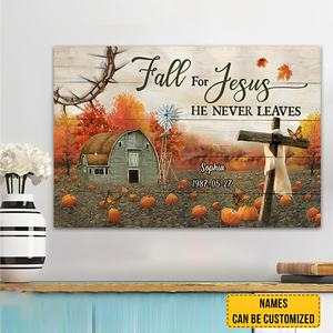 Pumpkins Field, Fall For Jesus He Never Leaves, Autumn Canvas Prints