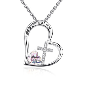 KISSFAITH-I Am a Child of God Birthstone Cross Necklace